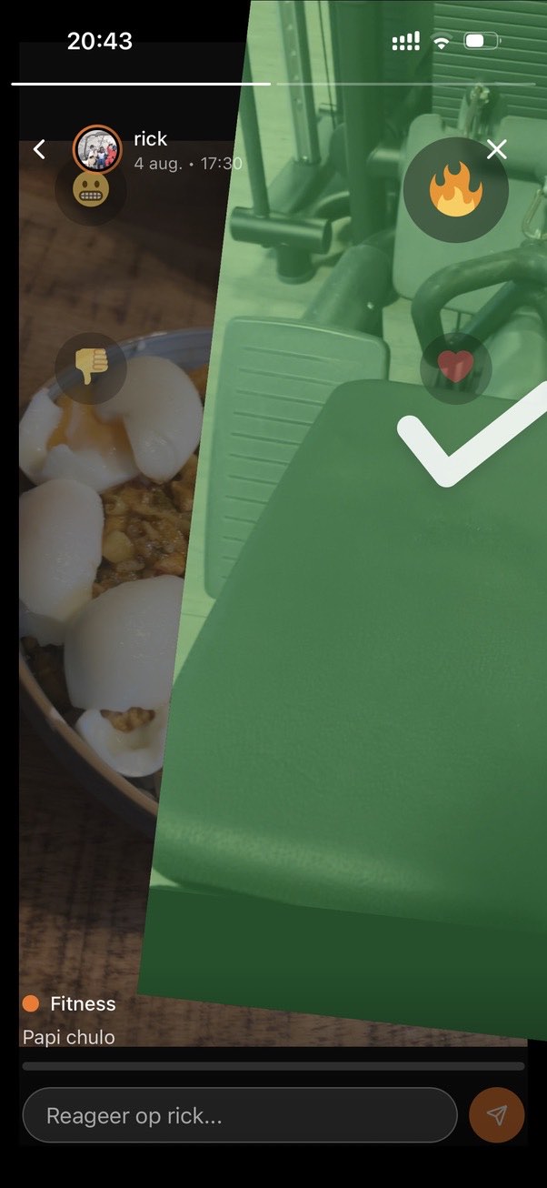 Naar rechts slepen kleurt het scherm groen en zet er een vinkje op: akkoord met deze check-in.